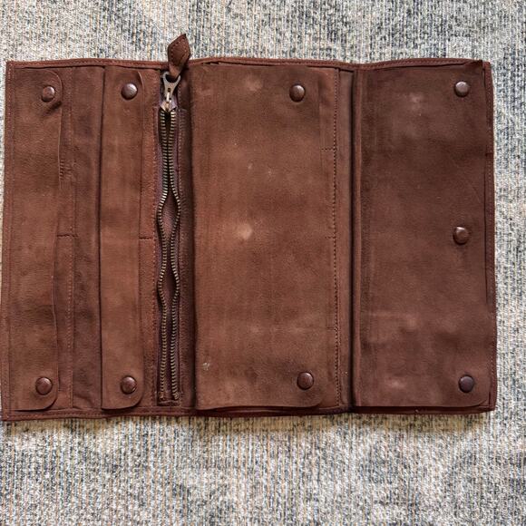 Mark Cross England Vintage Suede Jewelry Roll Travel Organizer Pouch Brown - Picture 6 of 12